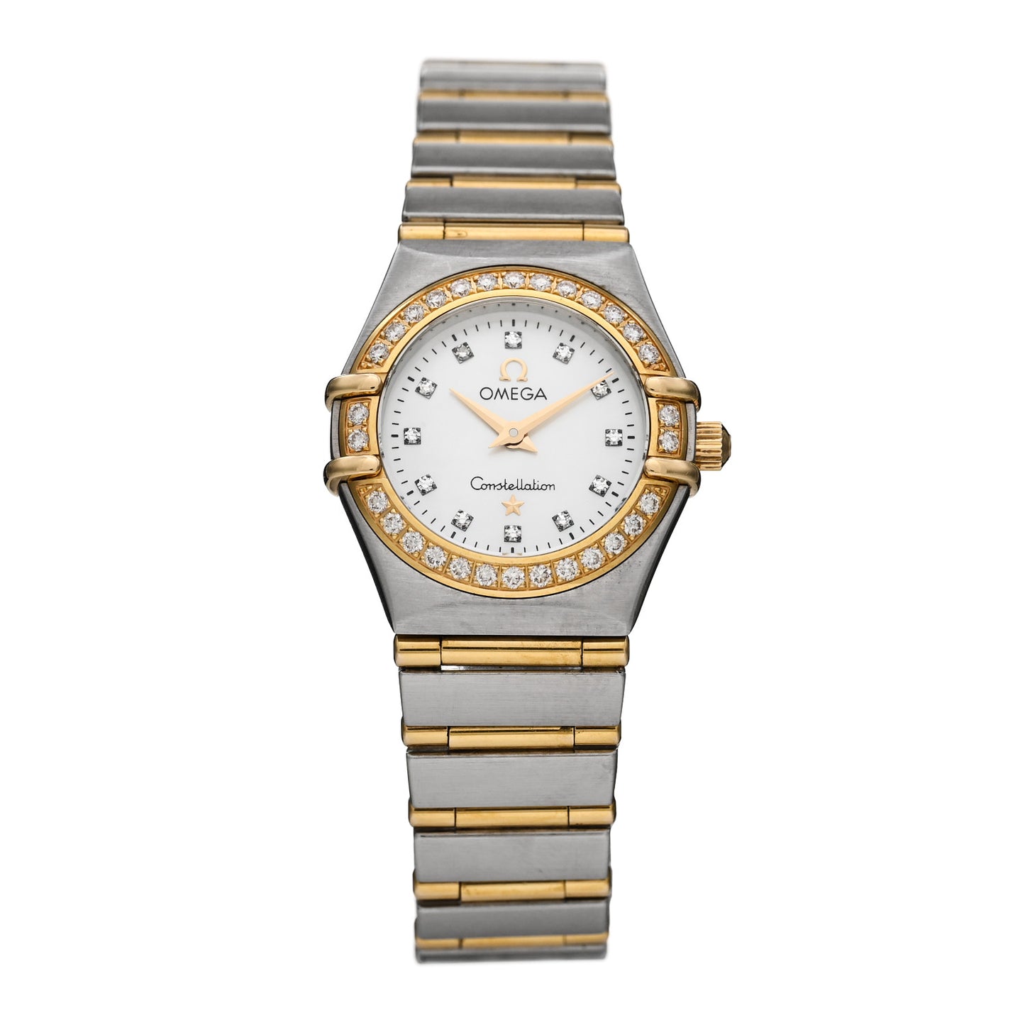 Stainless Steel 18K Yellow Gold Diamond Bezel Mother of Pearl 22mm Constellation Quartz Watch 1267.75.00