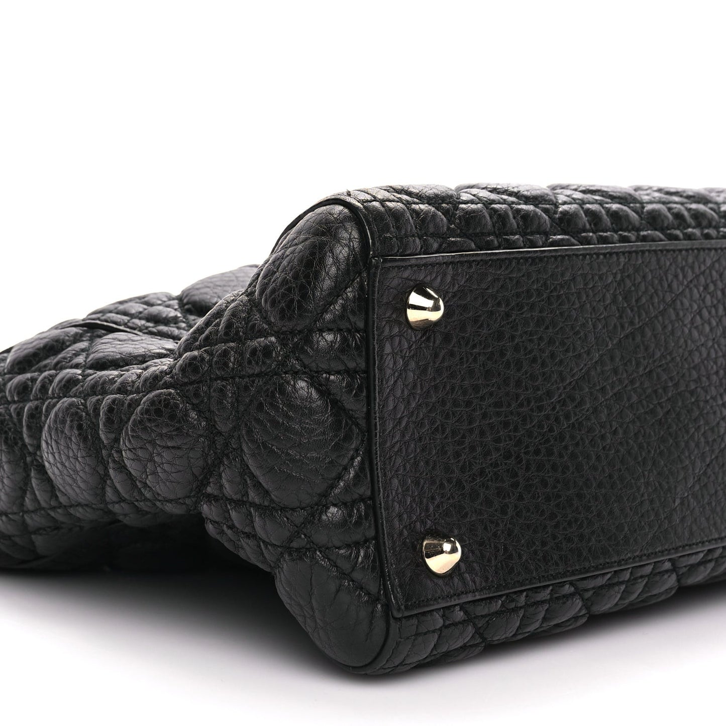 Grained Calfskin Cannage Large Supple Lady Dior Black