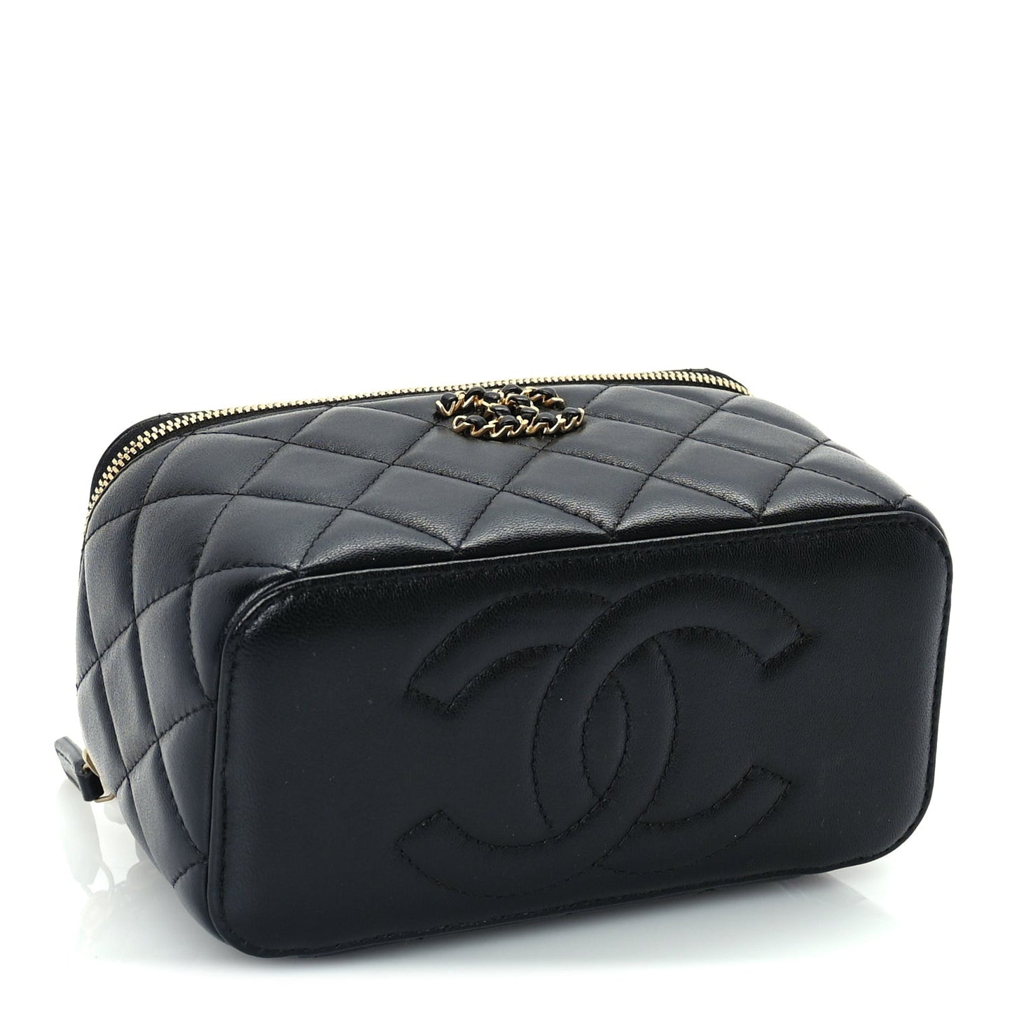 Lambskin Quilted 19 Pick Me Up Vanity Case  Black