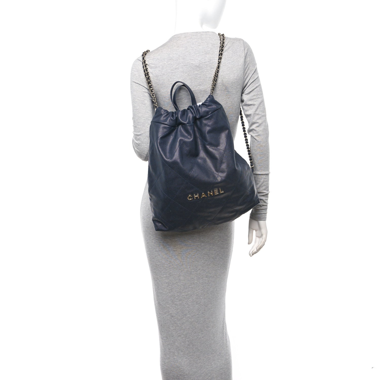 Chanel Shiny Caviar Quilted Chanel 22 Backpack Dark Blue 2 of 10