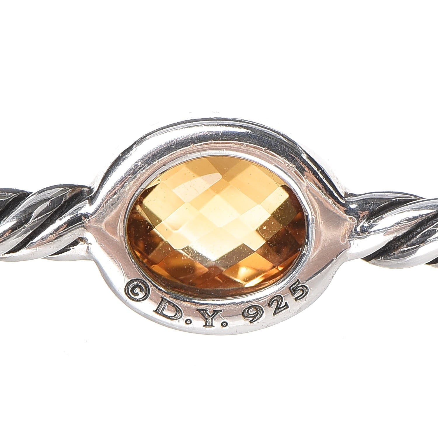 David Yurman Sterling Silver Citrine Cable Station Bangle 4 of 5
