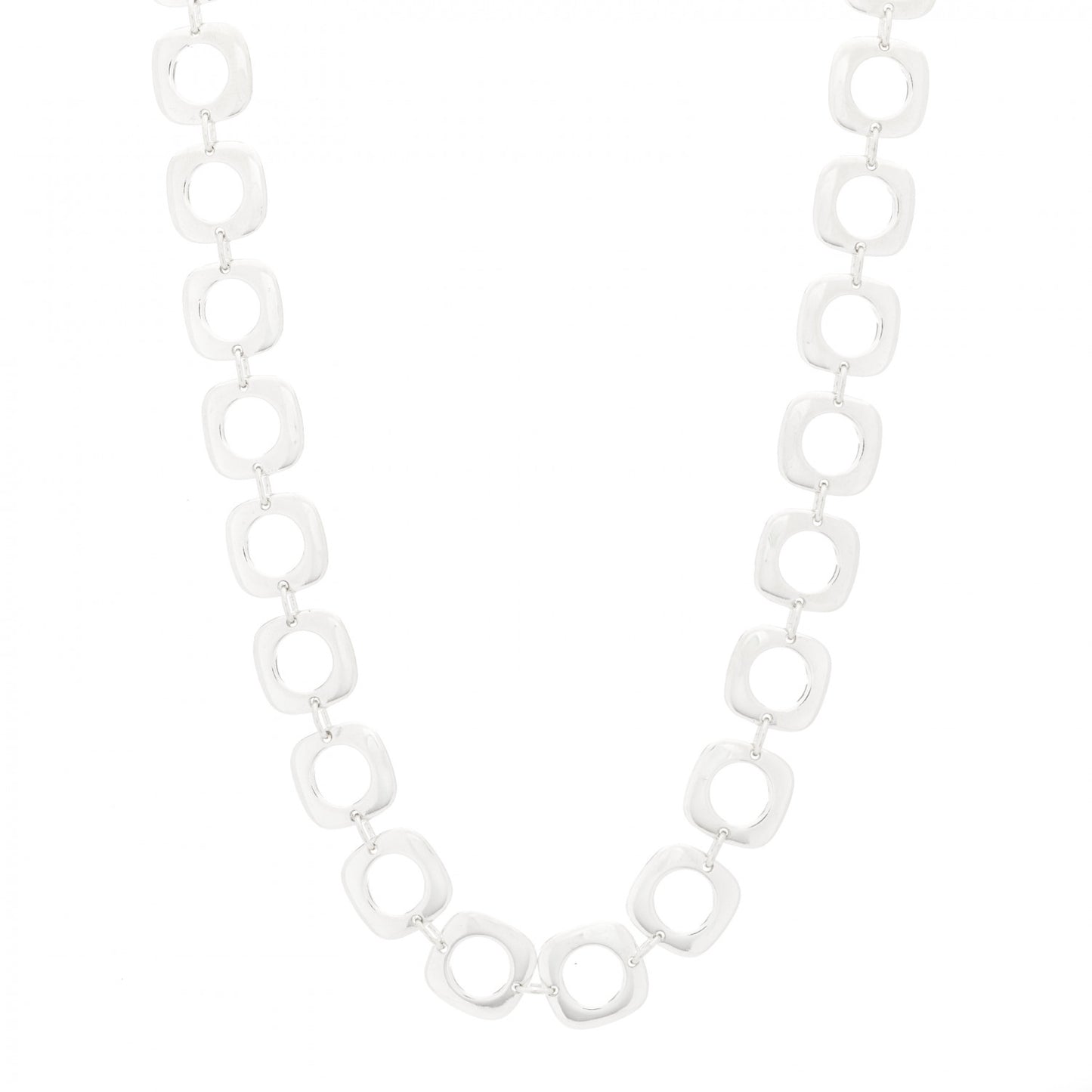 Sterling Silver Cushion Square Link Choker Necklace