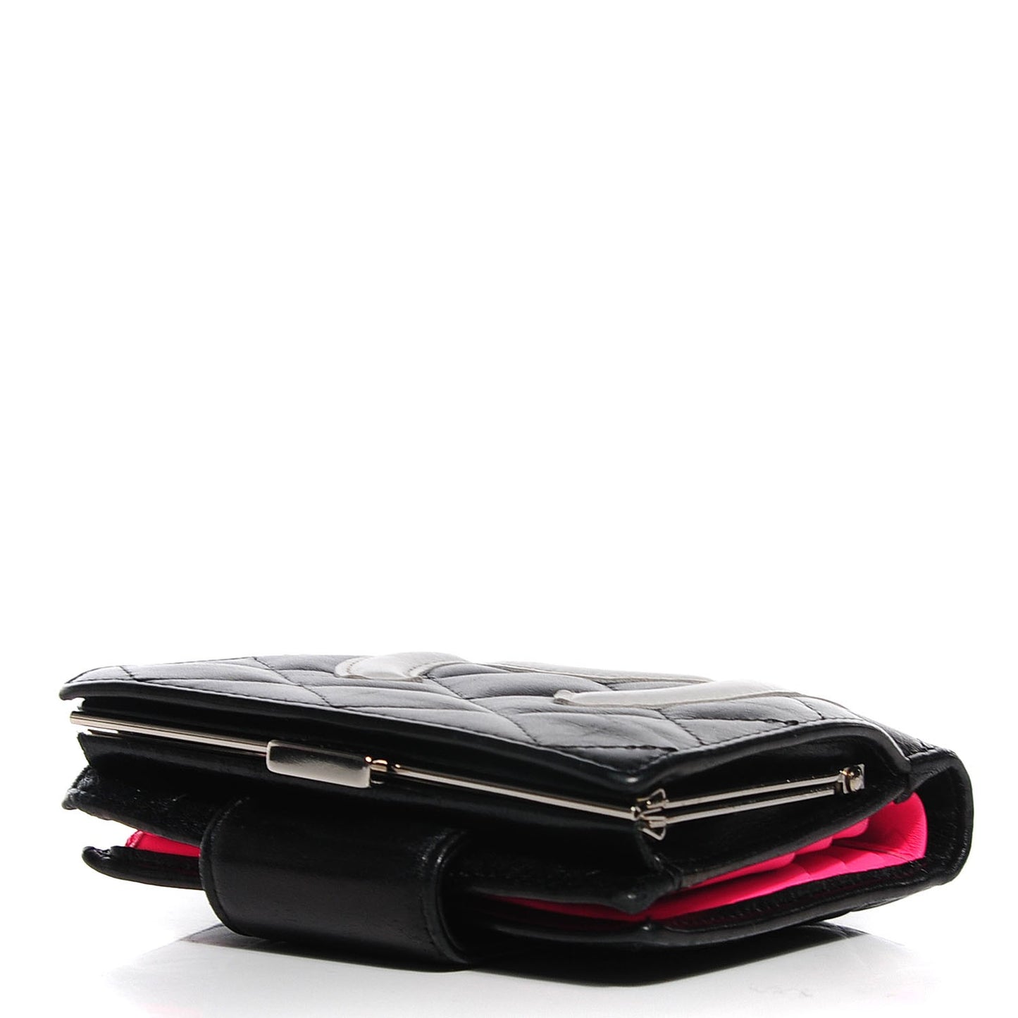 Calfskin Quilted Cambon Bi-Fold Wallet Black White