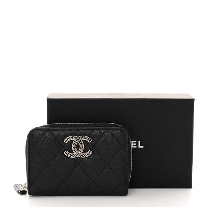 Chanel Caviar Quilted Coco Chanel Logo CC Zip Coin Purse Black 8 of 8