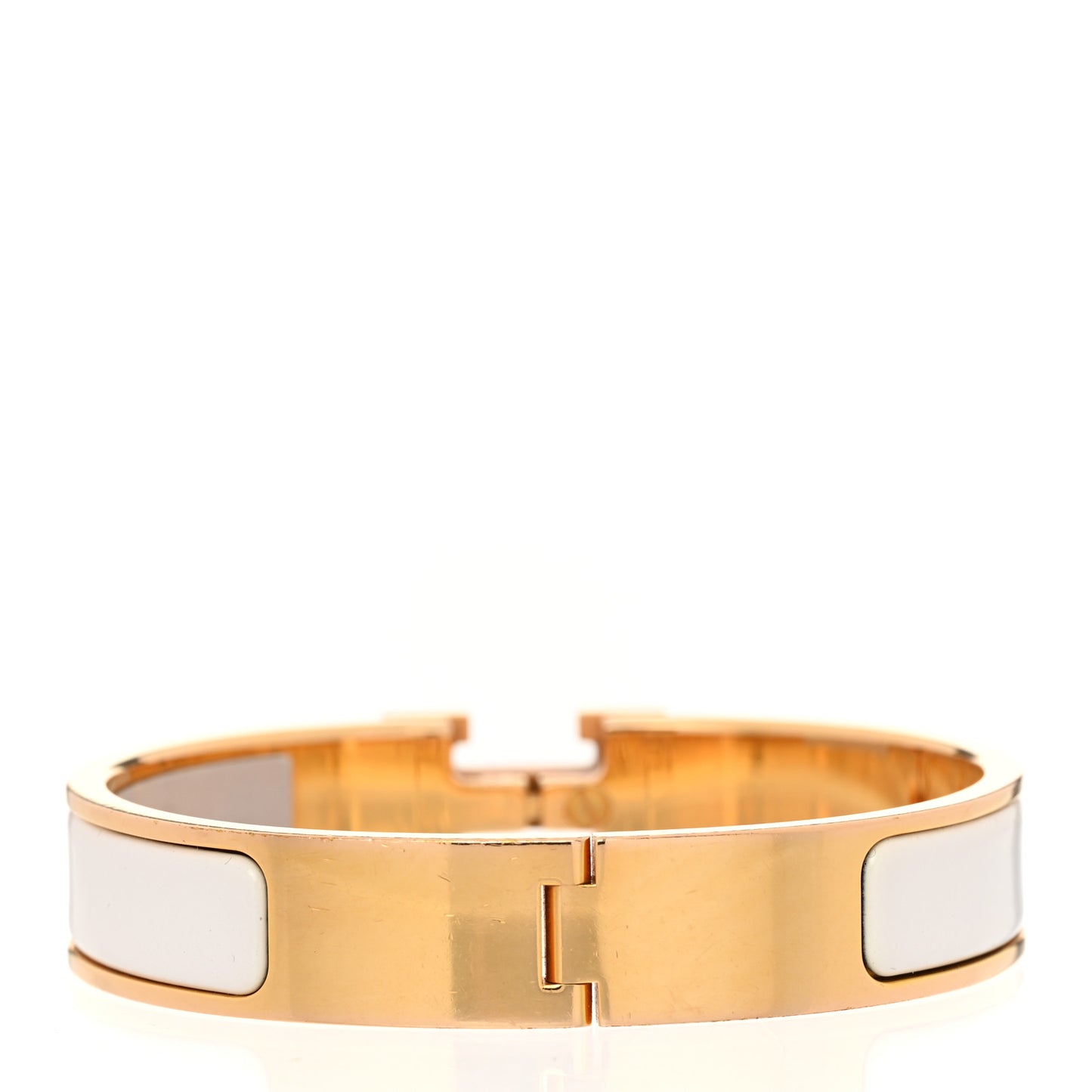Enamel Narrow Clic Clac H Bracelet PM White