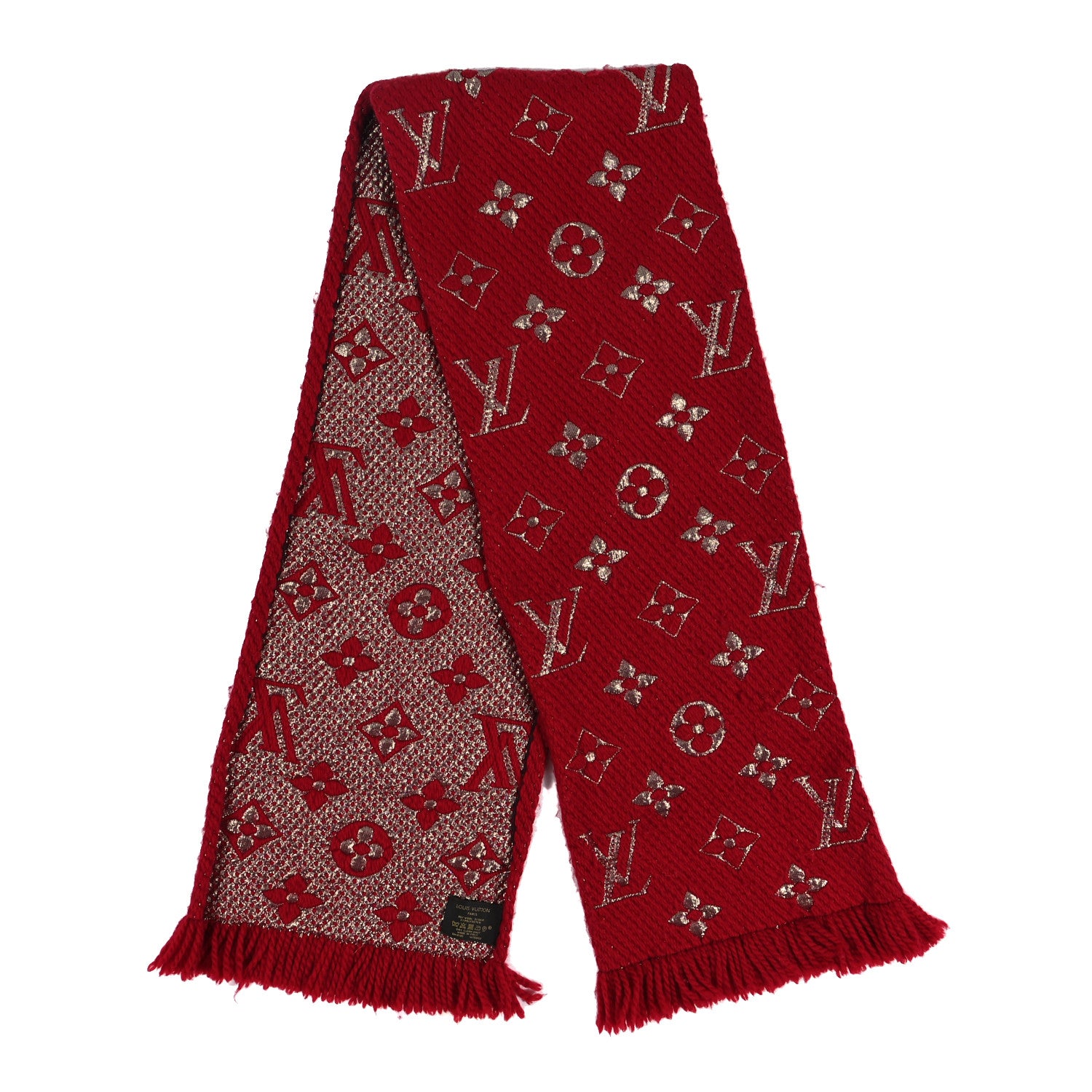 Louis Vuitton Wool Silk Logomania Shine Scarf Rubis 2 of 3