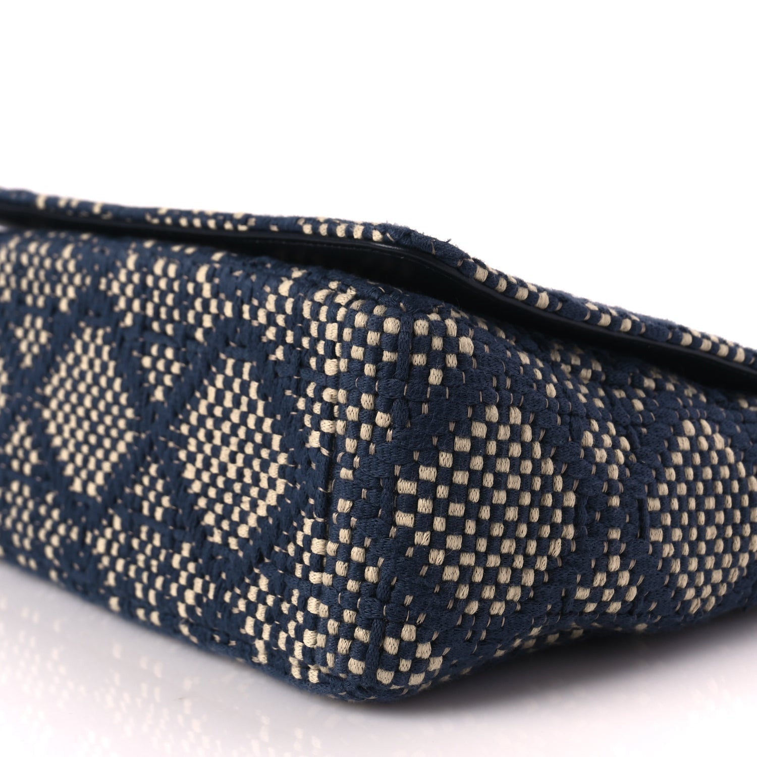 Christian Dior Fabric Macrocannage Woven Medium Caro Bag Blue White 9 of 9