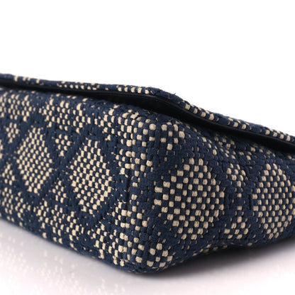 Christian Dior Fabric Macrocannage Woven Medium Caro Bag Blue White 9 of 9