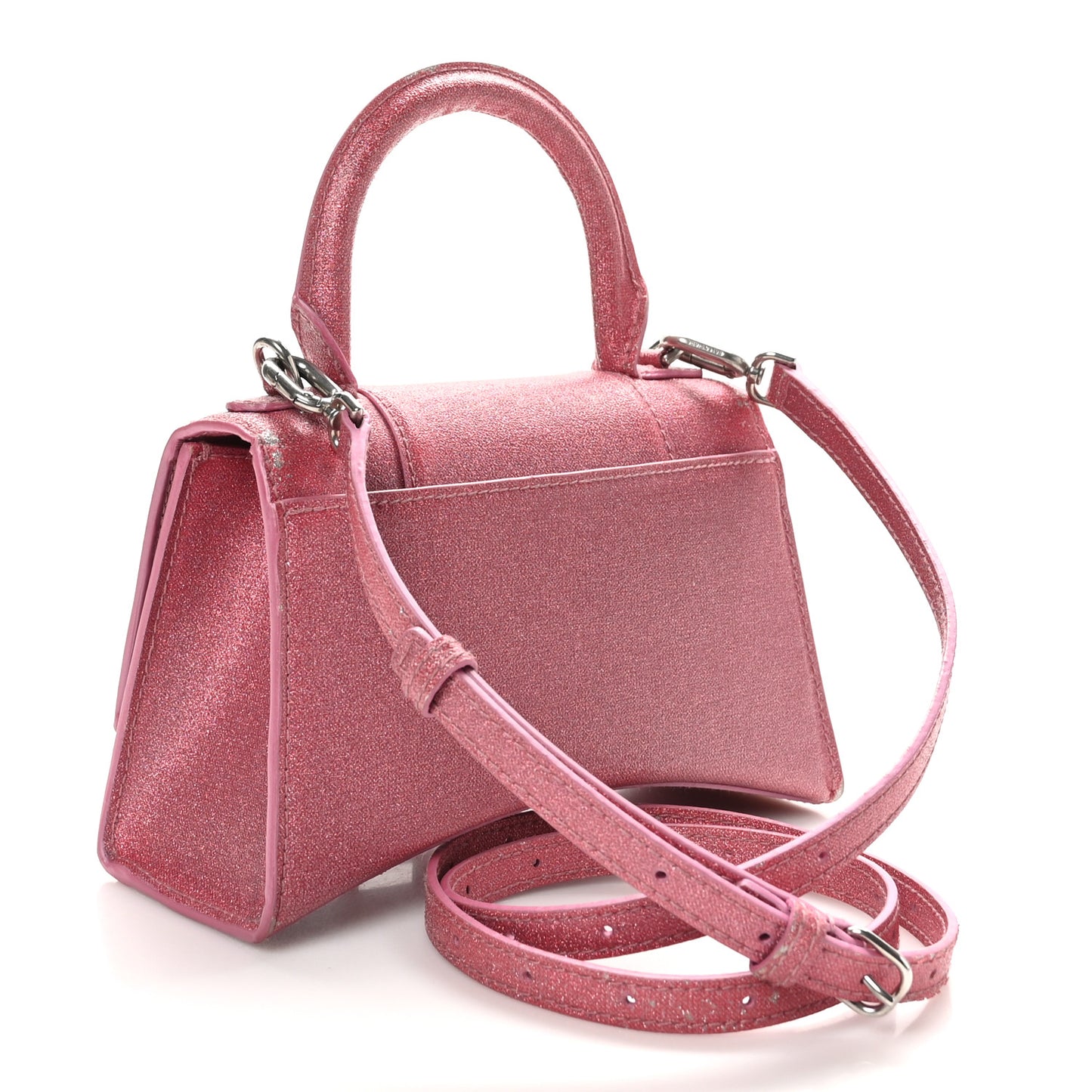Glitter Fabric Hourglass Top Handle Bag XS Sweet Pink