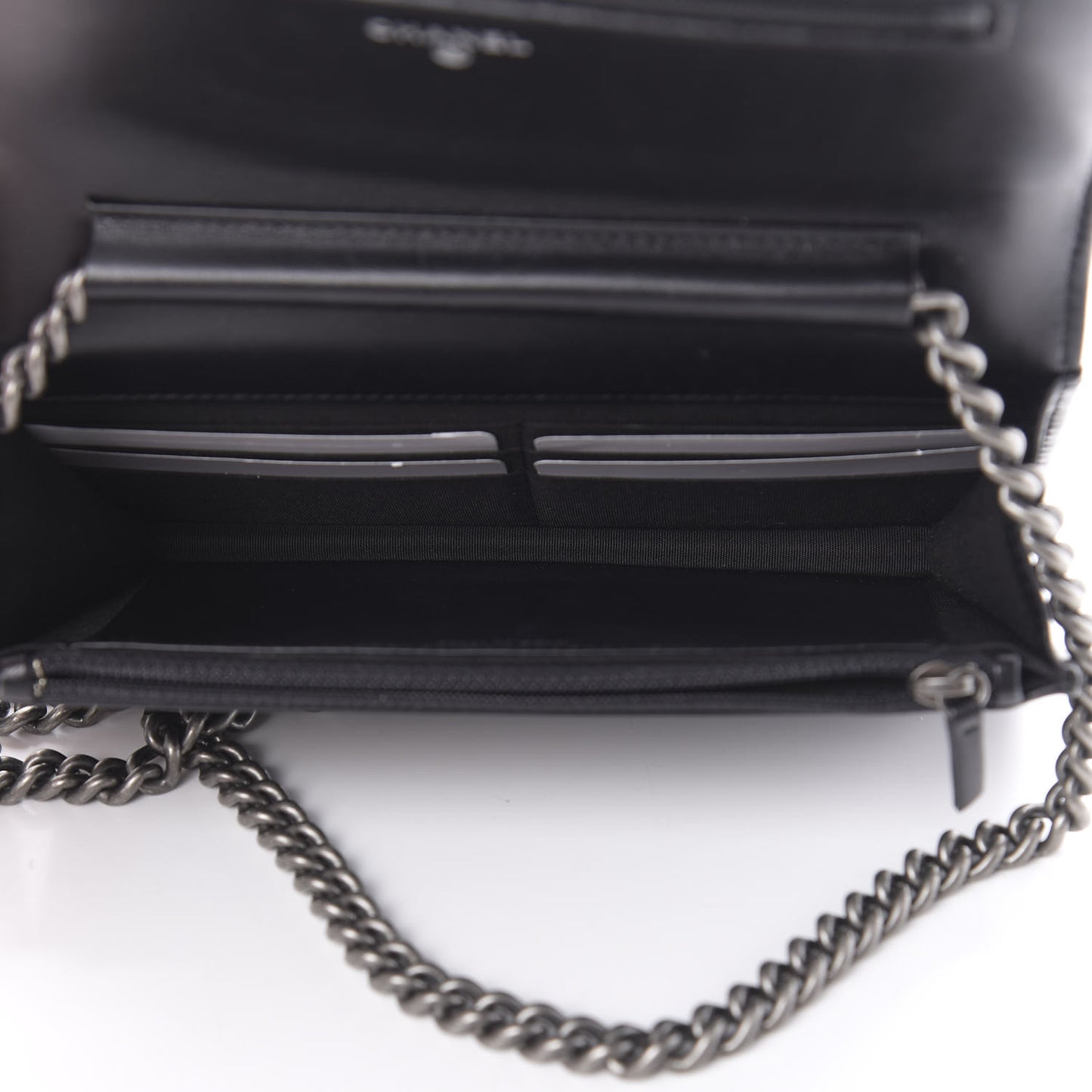 Lambskin Quilted Boy Wallet On Chain WOC Black