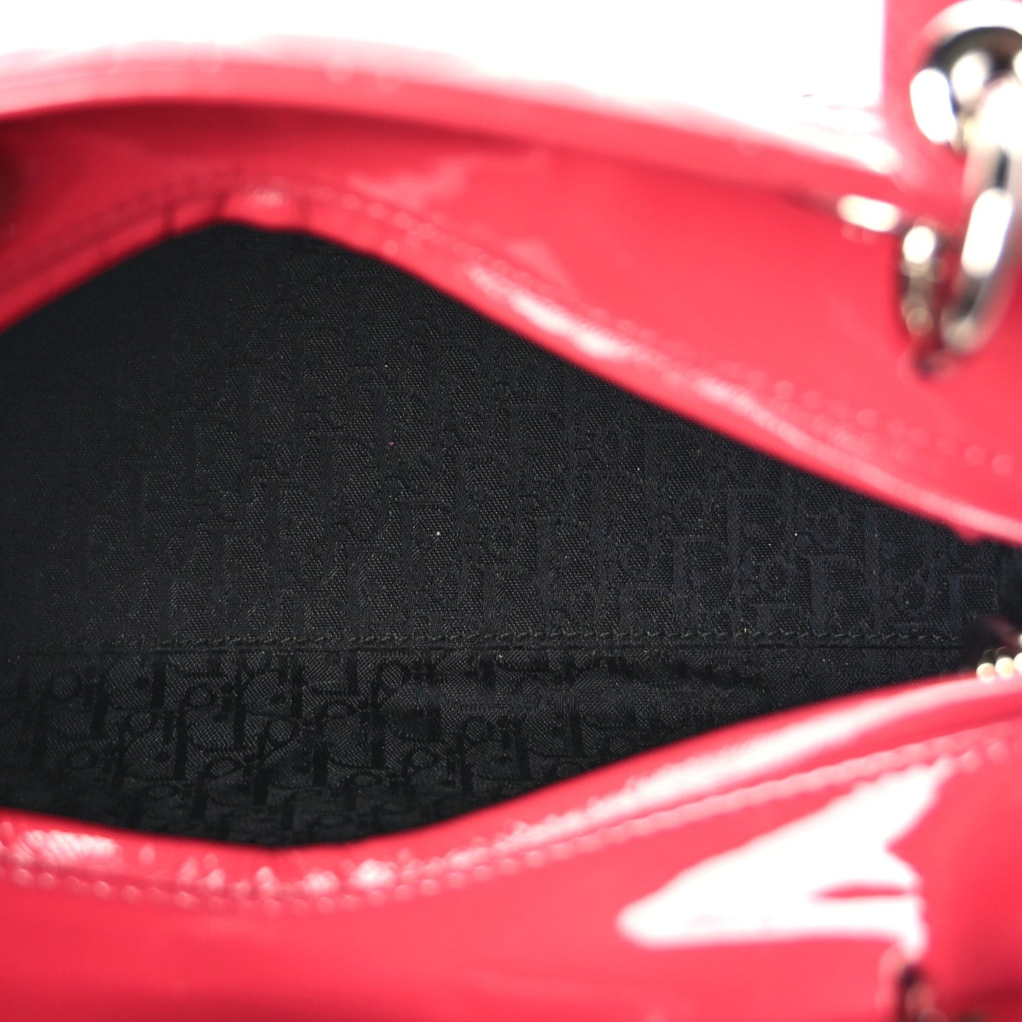 Patent Cannage Medium Lady Dior Fuchsia