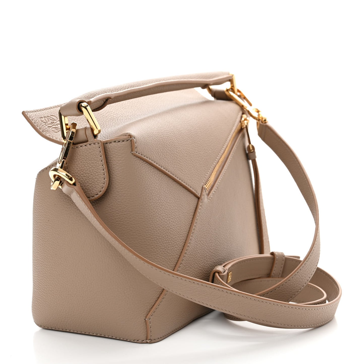 Grained Calfskin Small Puzzle Edge Bag Sand