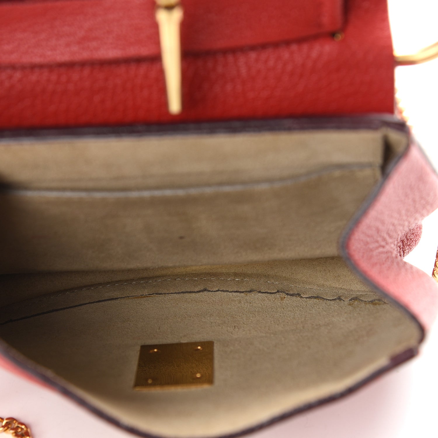 Chloe Grained Lambskin Mini Drew Shoulder Bag Plaid Red 5 of 12