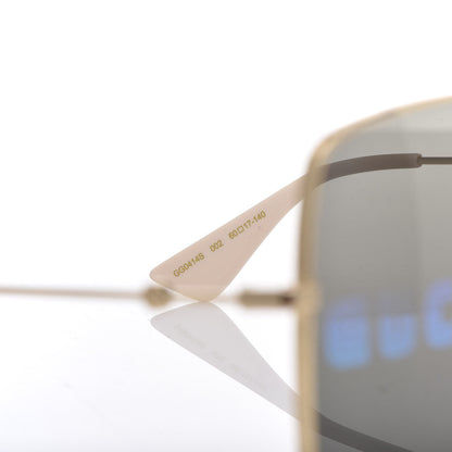 Gucci Metal Rectangular Guccify Frame Sunglasses GG0414S Gold 5 of 9