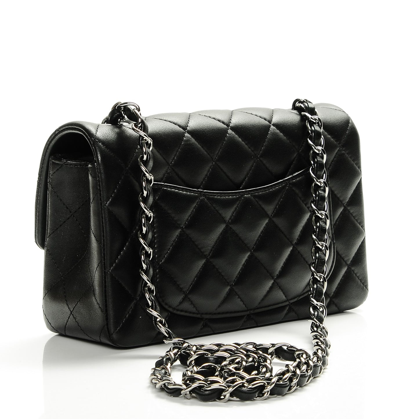Lambskin Quilted Mini Rectangular Flap Black