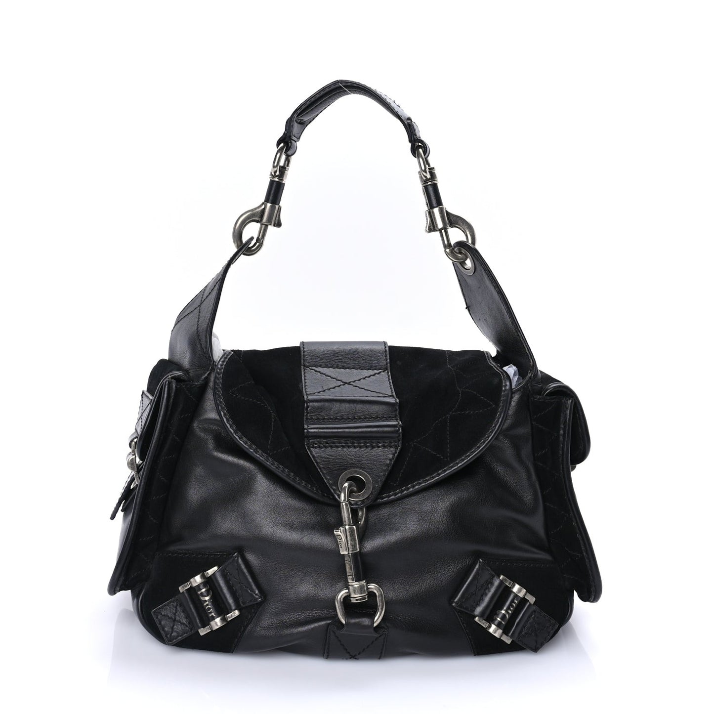 Calfskin Suede Rebelle Hobo Black