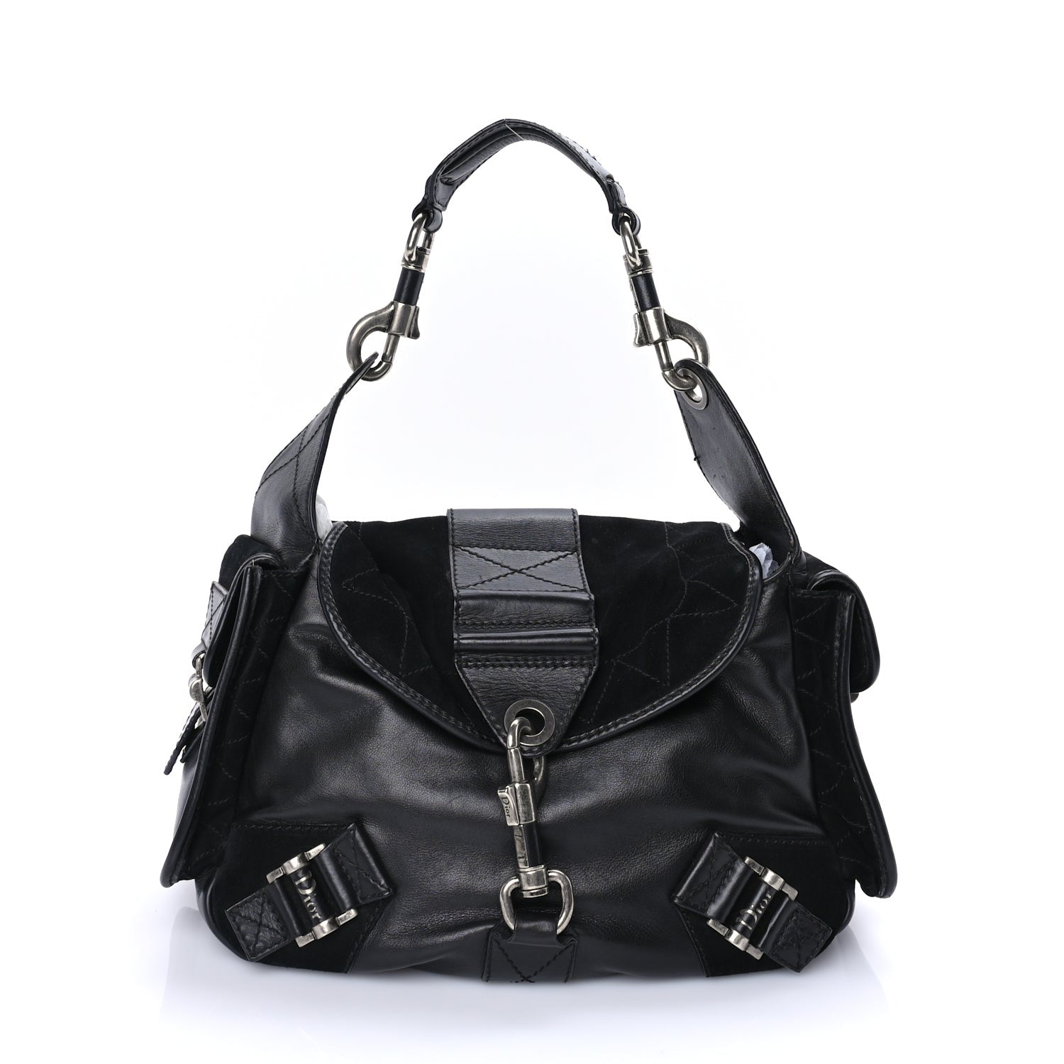 Christian Dior Calfskin Suede Rebelle Hobo Black 1 of 7