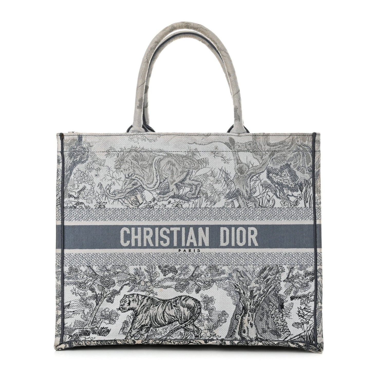 Gradient Canvas Embroidered Large Dioriviera Toile De Jouy Book Tote Blue