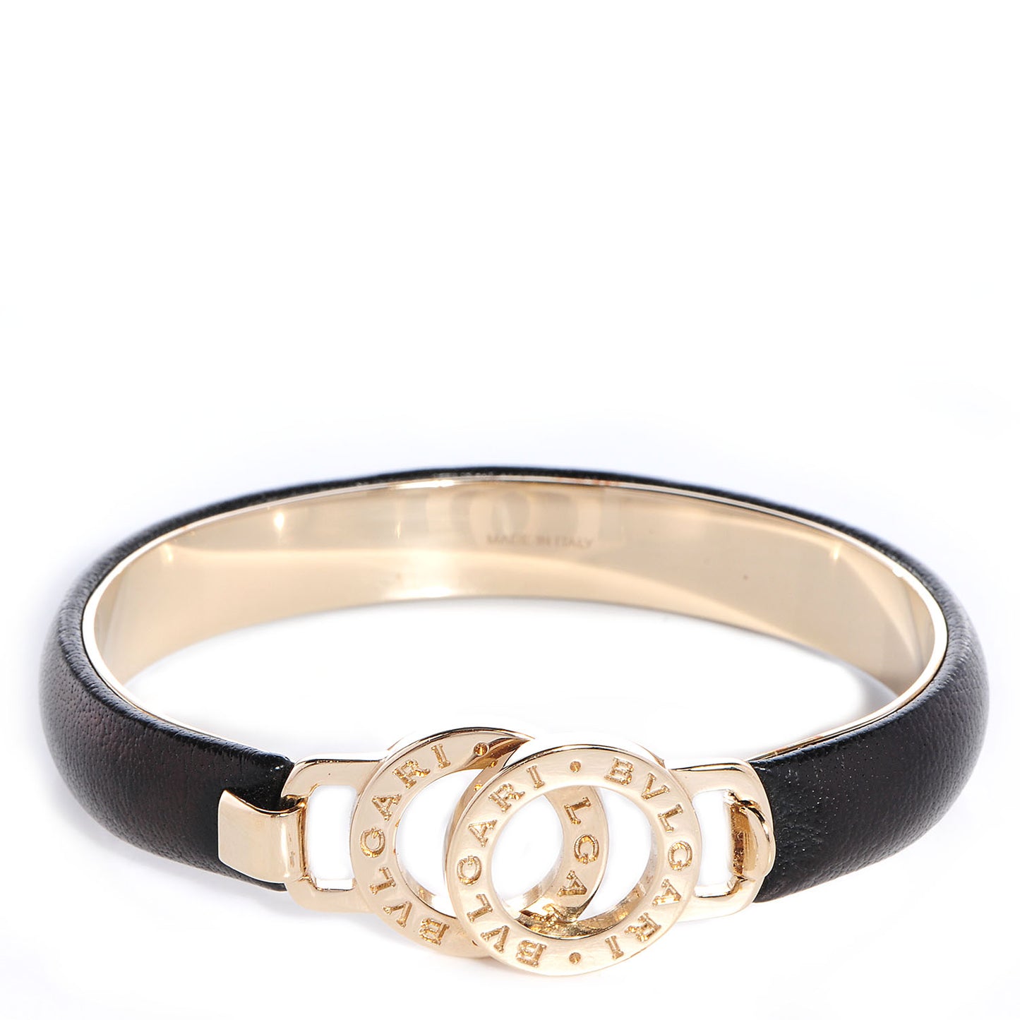 BVLGARI Leather Bracelet Black Gold