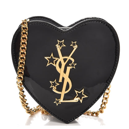 Saint Laurent Patent Small Love Heart Chain Bag Black 1 of 8