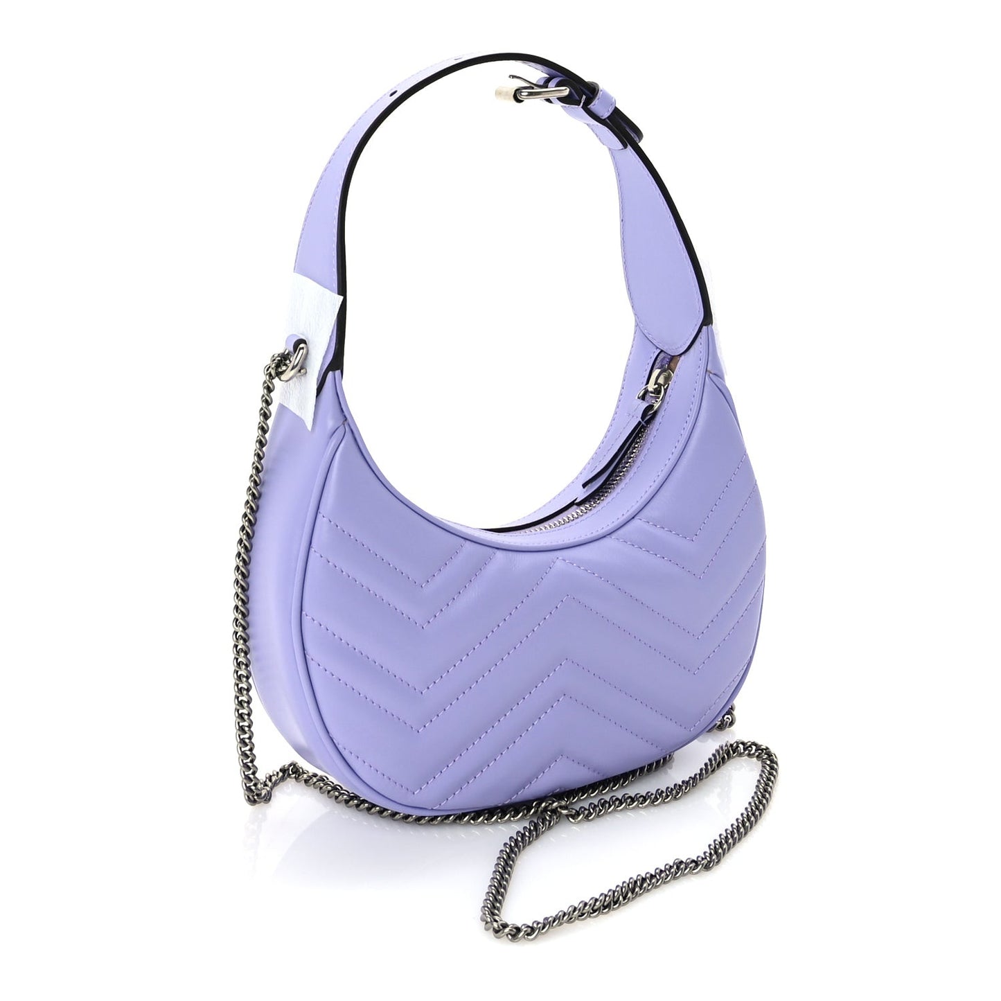Calfskin Matelasse Mini GG Marmont Half Moon Hobo  Lapis