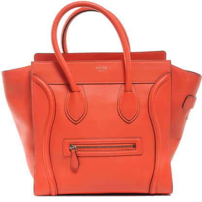 Celine Drummed Calfskin Mini Luggage Bag Vermillion 1 of 8