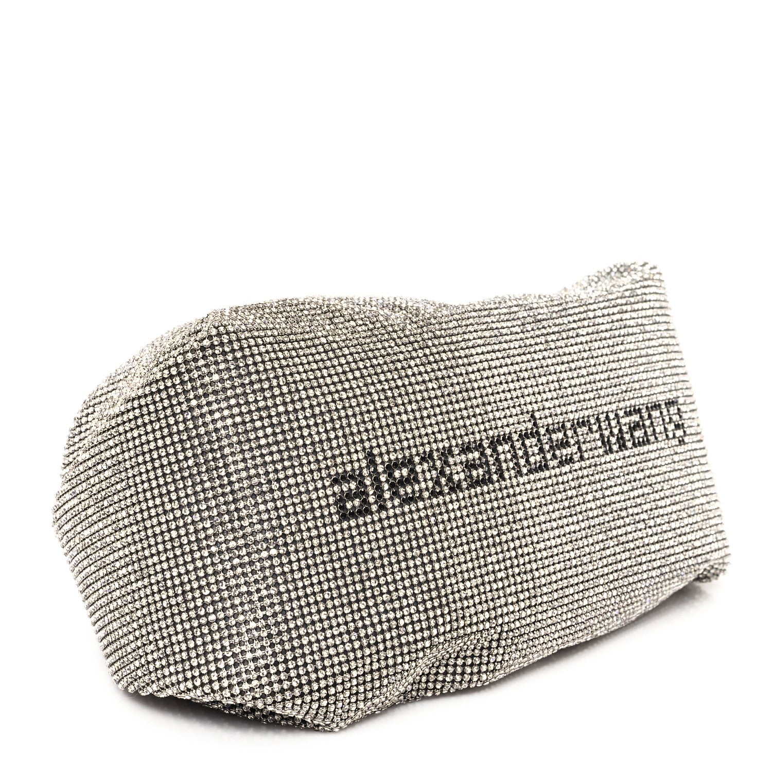 Alexander Wang Mesh Crystal Rhinestone Mini Scrunchie Clutch Black Silver 5 of 11