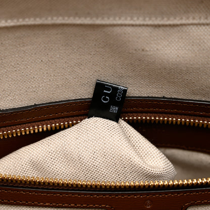 Gucci GG Supreme Monogram Azalea Calfskin Retro Interlocking G Duffle Bag Beige Ebony Brown Sugar 5 of 8