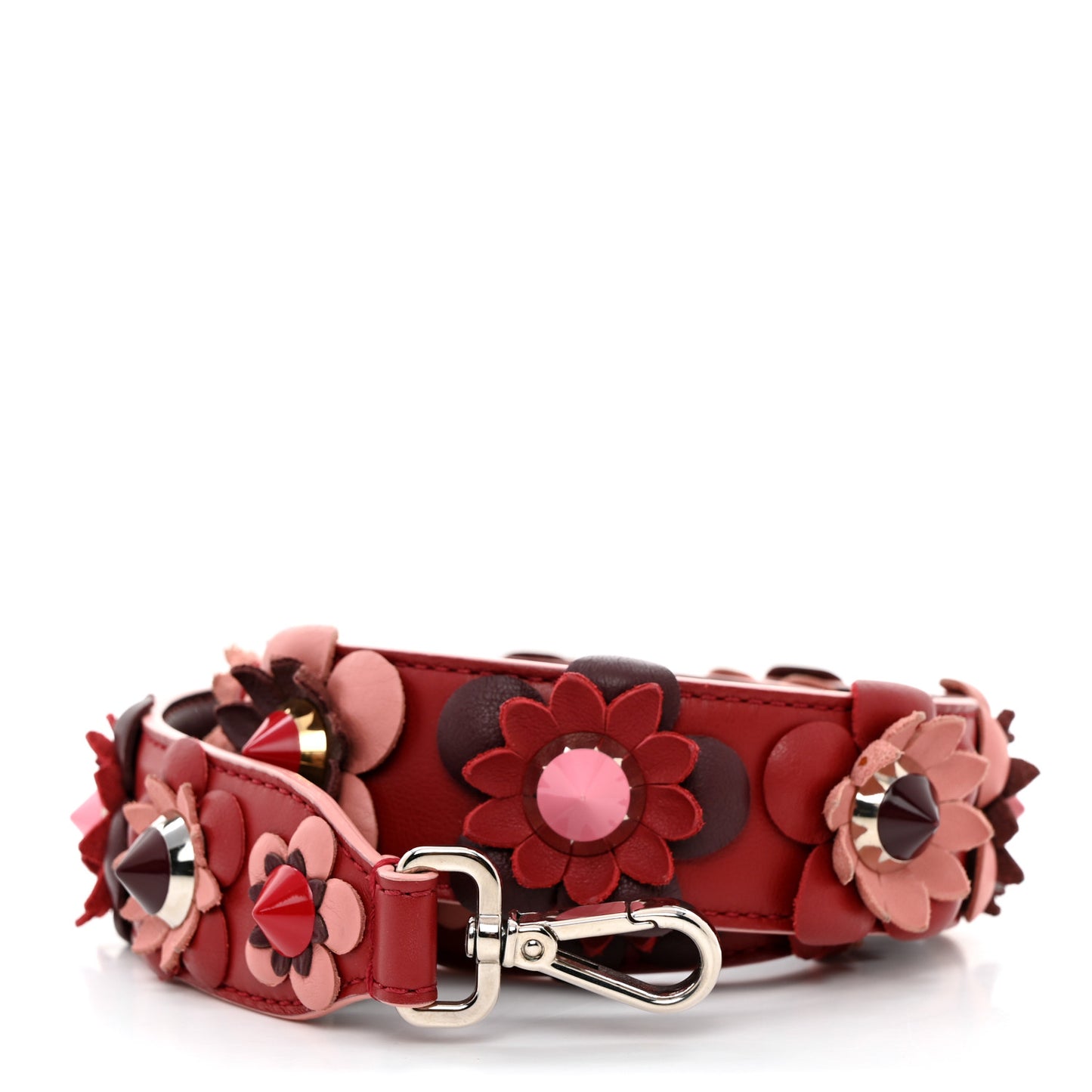 Vitello Dolce Flowerland Studded Strap You Ribes Bordeaux