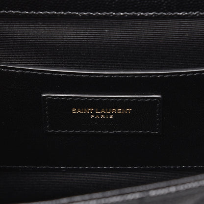 Saint Laurent Grain De Poudre Matelasse Medium Monogram Satchel Black 6 of 6