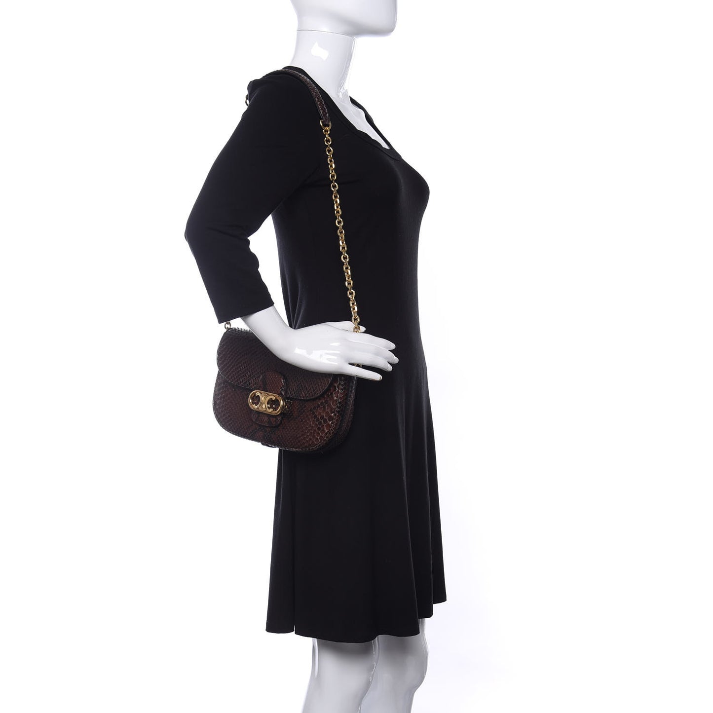 Snakeskin Medium Chain Maillon Triomphe Brown