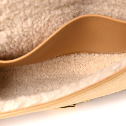 Celine Suede Shearling Triomphe Chain Shoulder Bag Beige 5 of 11