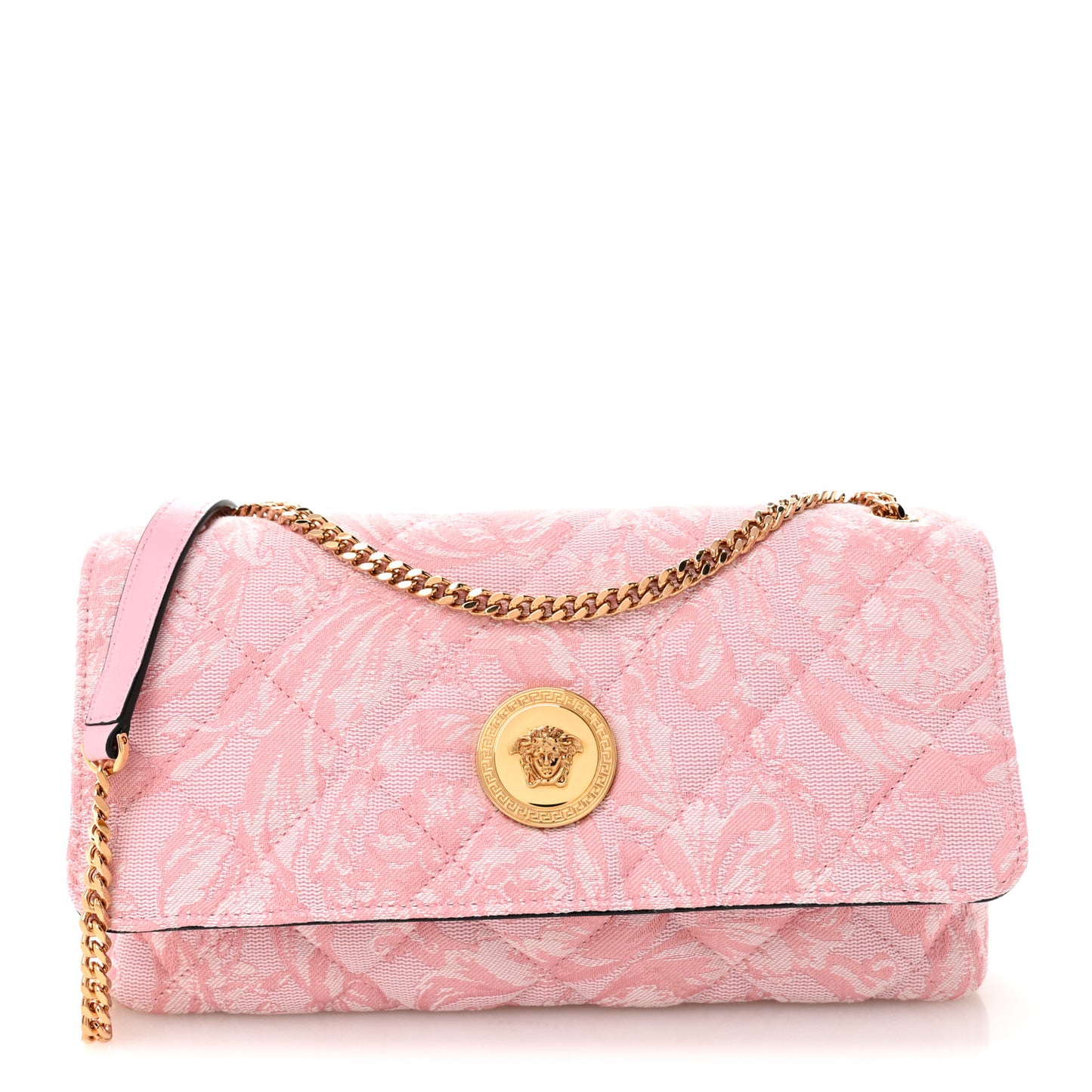 Baroque Jacquard Quilted Medium Medusa Shoulder Bag Baby Pink