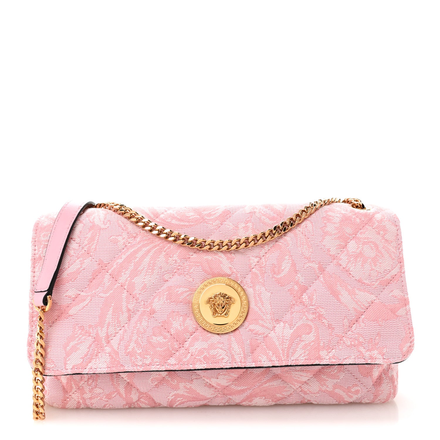 Versace Baroque Jacquard Quilted Medium Medusa Shoulder Bag Baby Pink 1 of 9