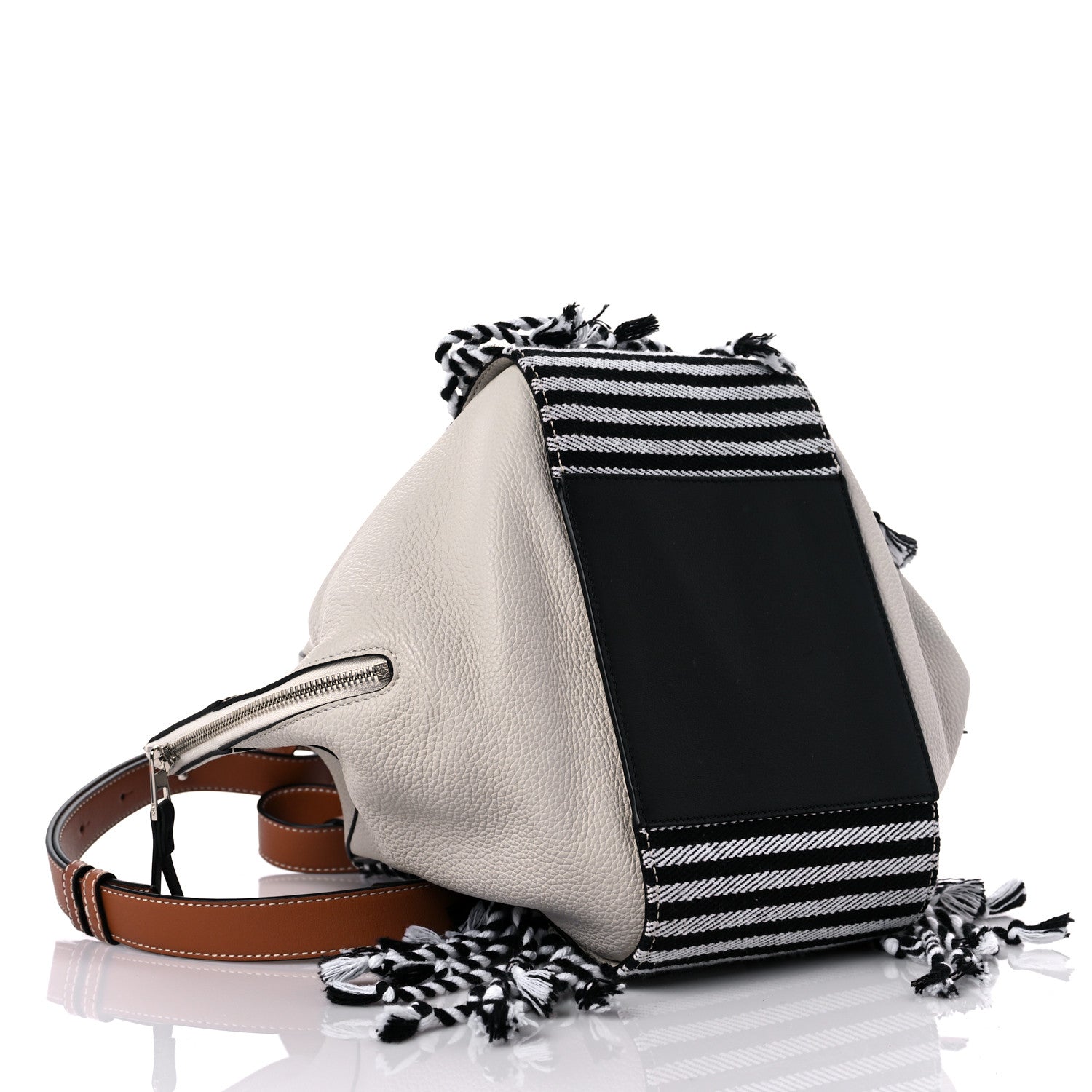 Loewe Calfskin Stripe Small Hammock Shoulder Bag Tan Black 3 of 11
