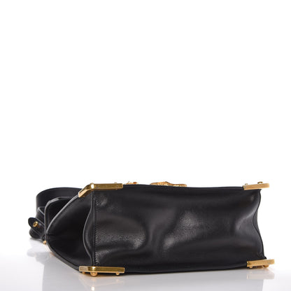 Prada City Calf Saffiano Animalier Top Handle Bag Black 5 of 9