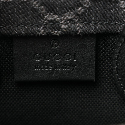 Gucci Denim Cuoio Harness GG Monogram Mini Ophidia Tote Bag Black Medium Grey 6 of 10