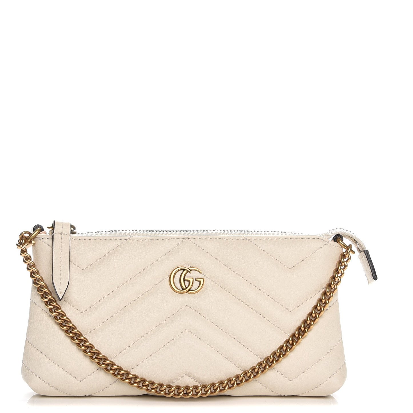 Calfskin Matelasse Mini GG Marmont Chain Bag White