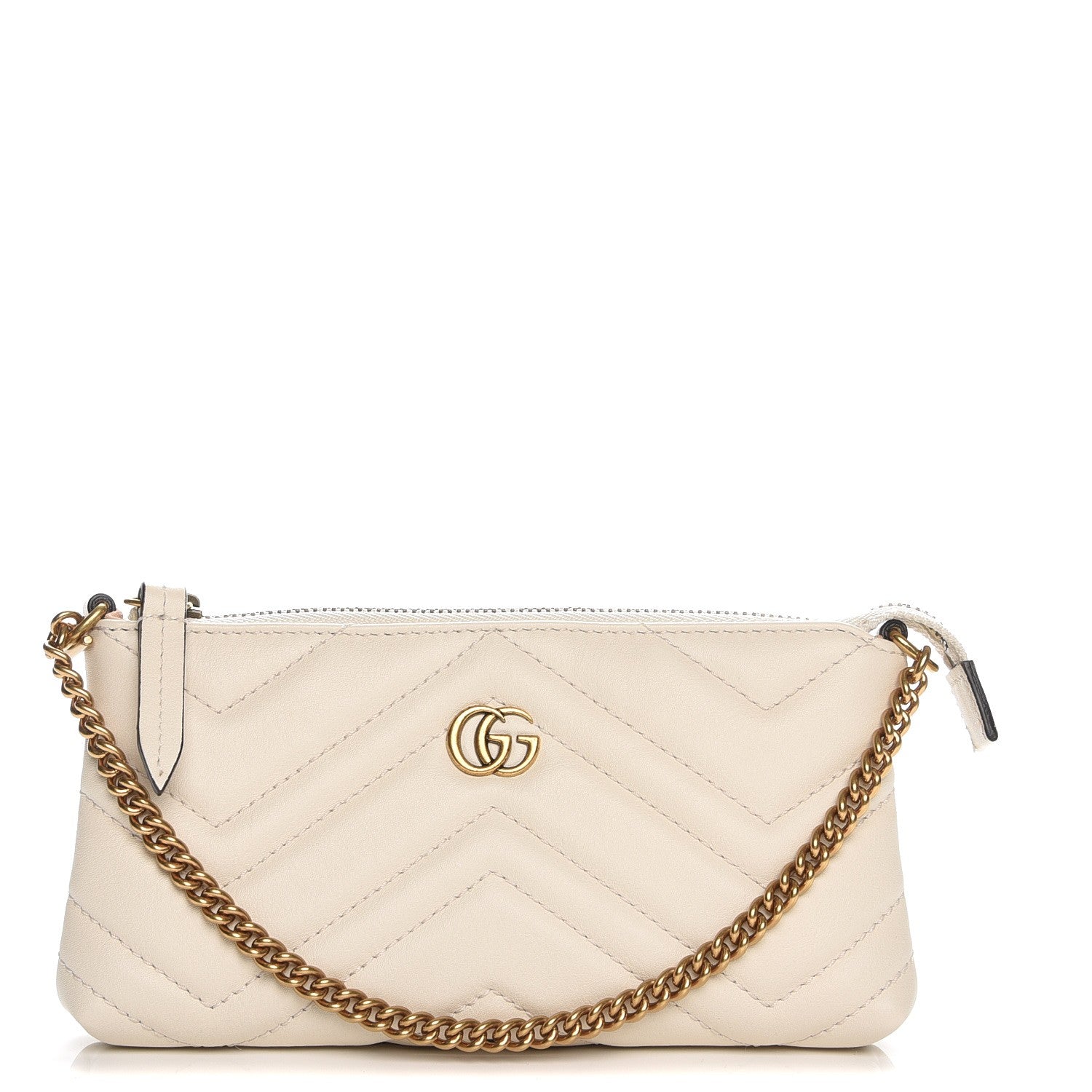 Gucci Calfskin Matelasse Mini GG Marmont Chain Bag White 1 of 8