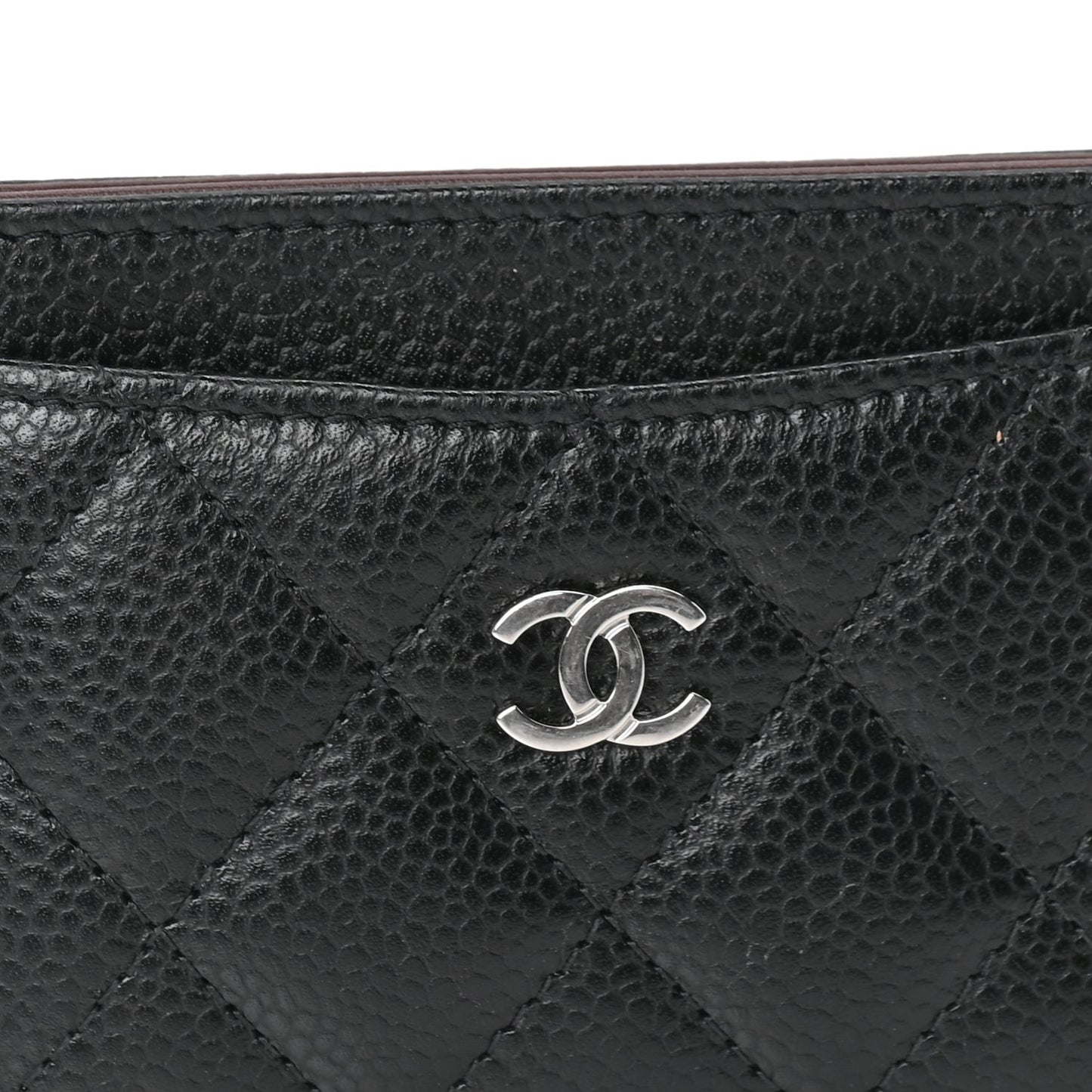 Caviar Quilted Card Holder  Black