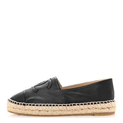 Chanel Lambskin CC Espadrilles 38 Black 1 of 7
