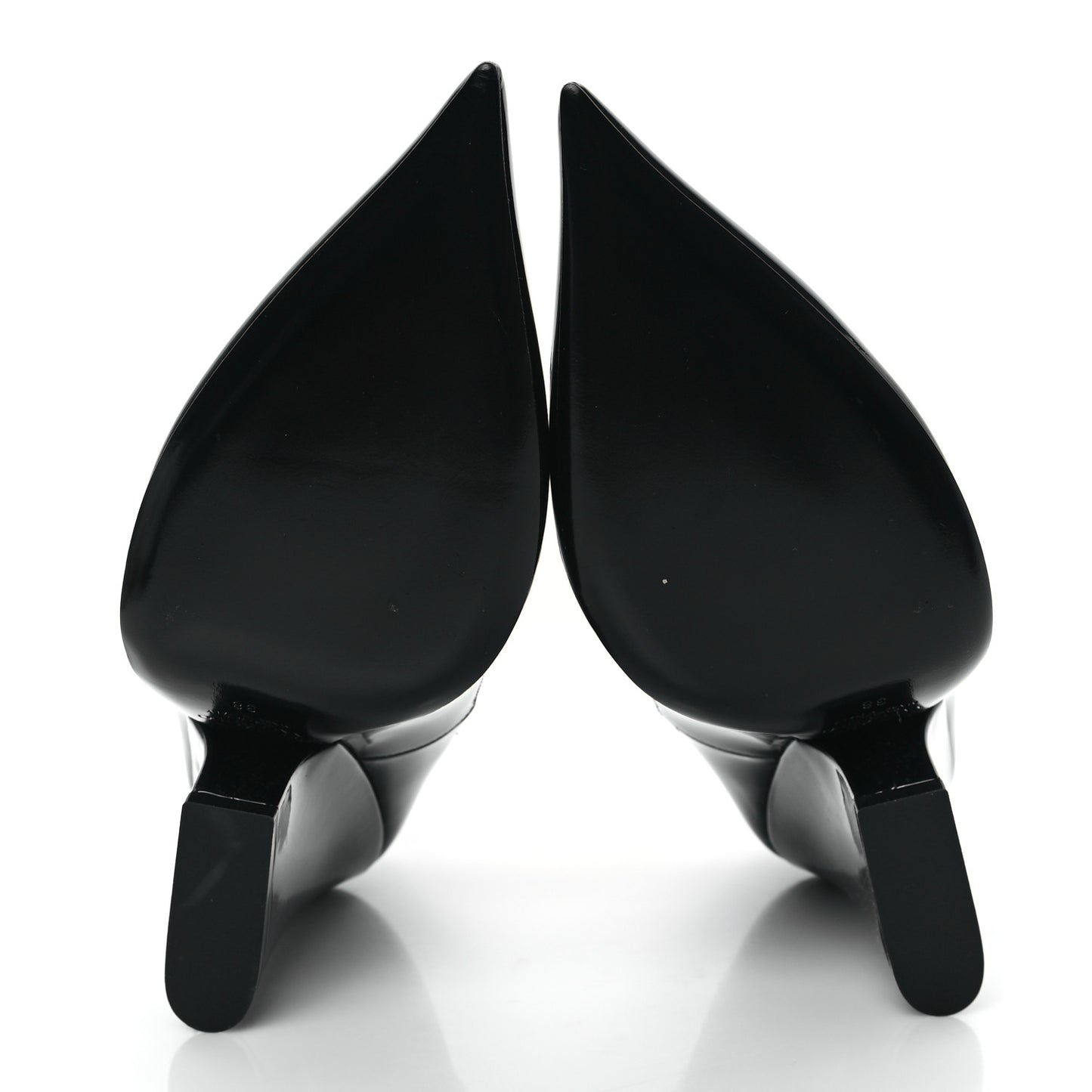 Patent Vlogo Plaque Ankle Strap 105mm Pumps 38 Black