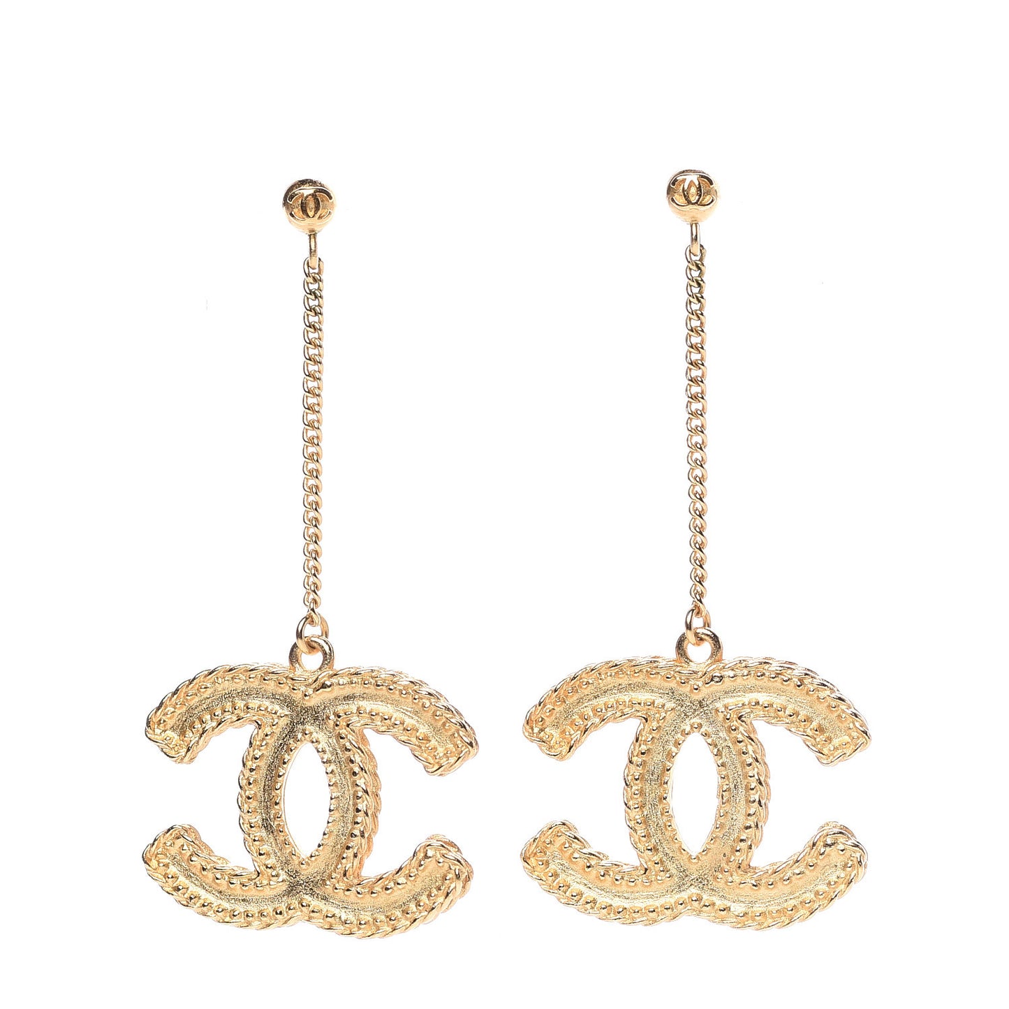 CC Drop Earrings Matte Gold