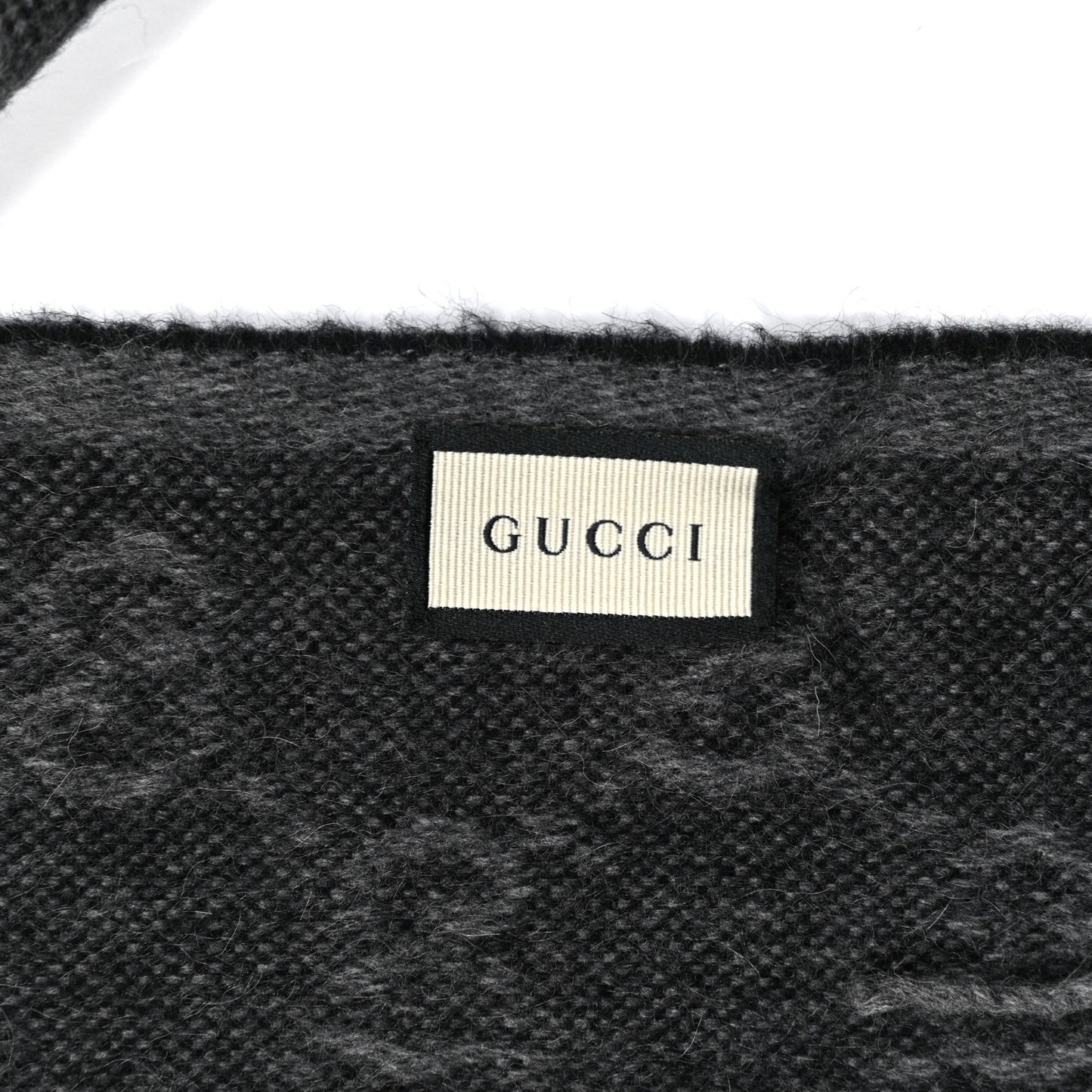 Wool Angora Monogram Web New Nikky Scarf Lead Dark Green