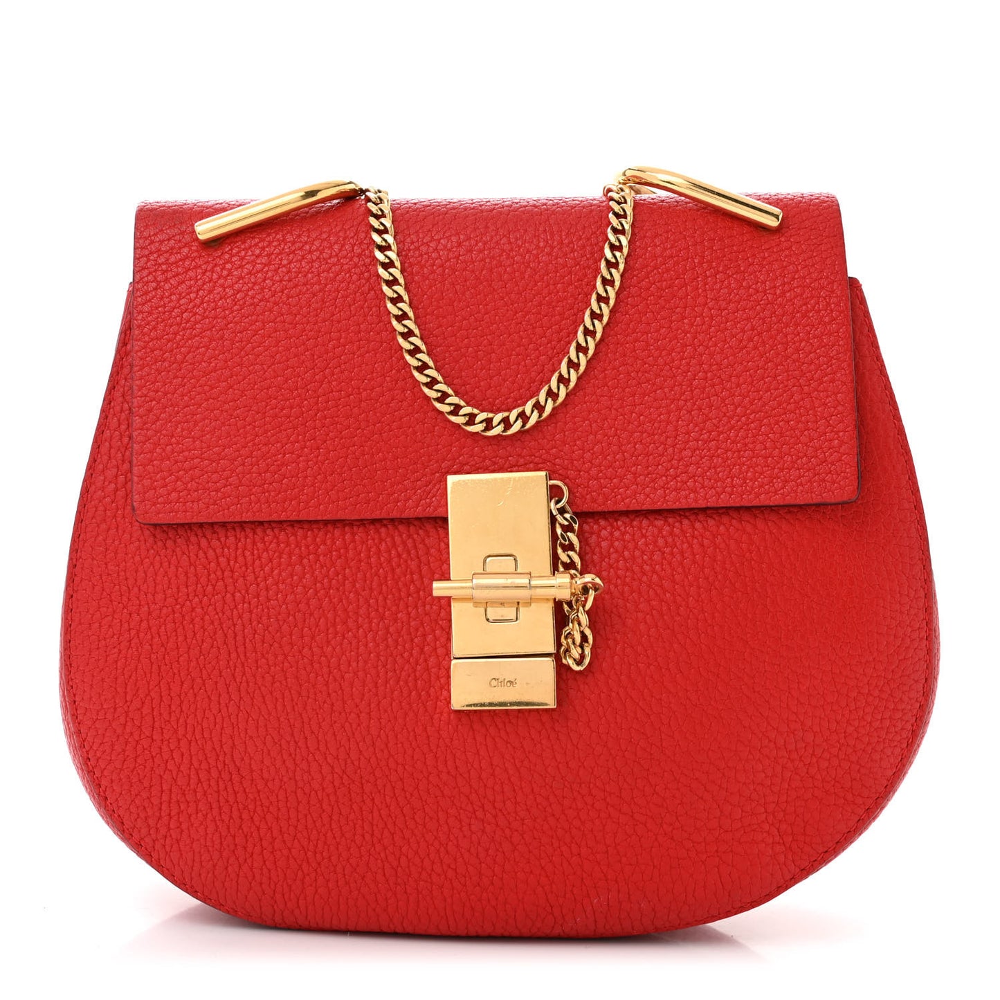 Grained Lambskin Drew Shoulder Bag Plaid Red