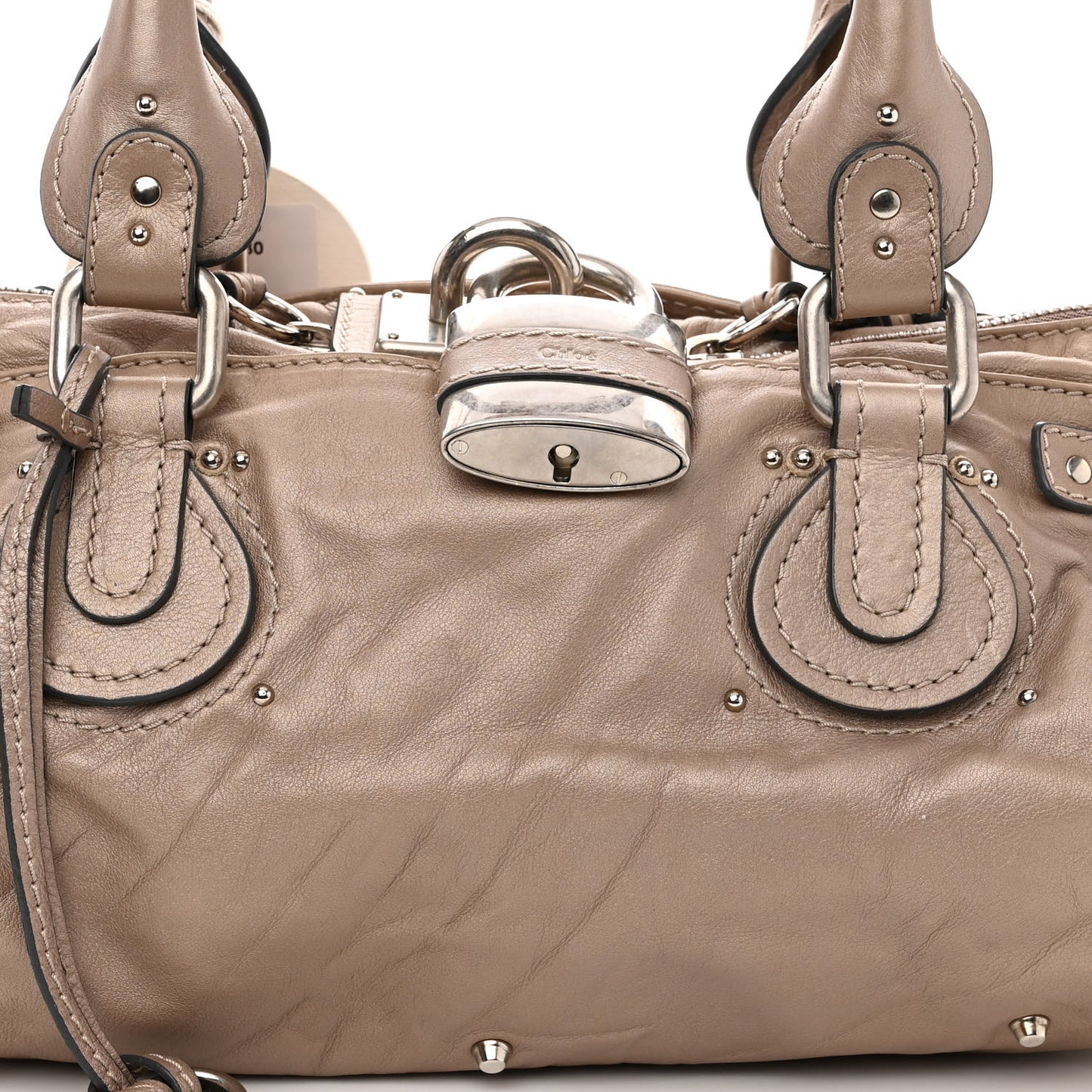Metallic Calfskin Medium Paddington Satchel Argent