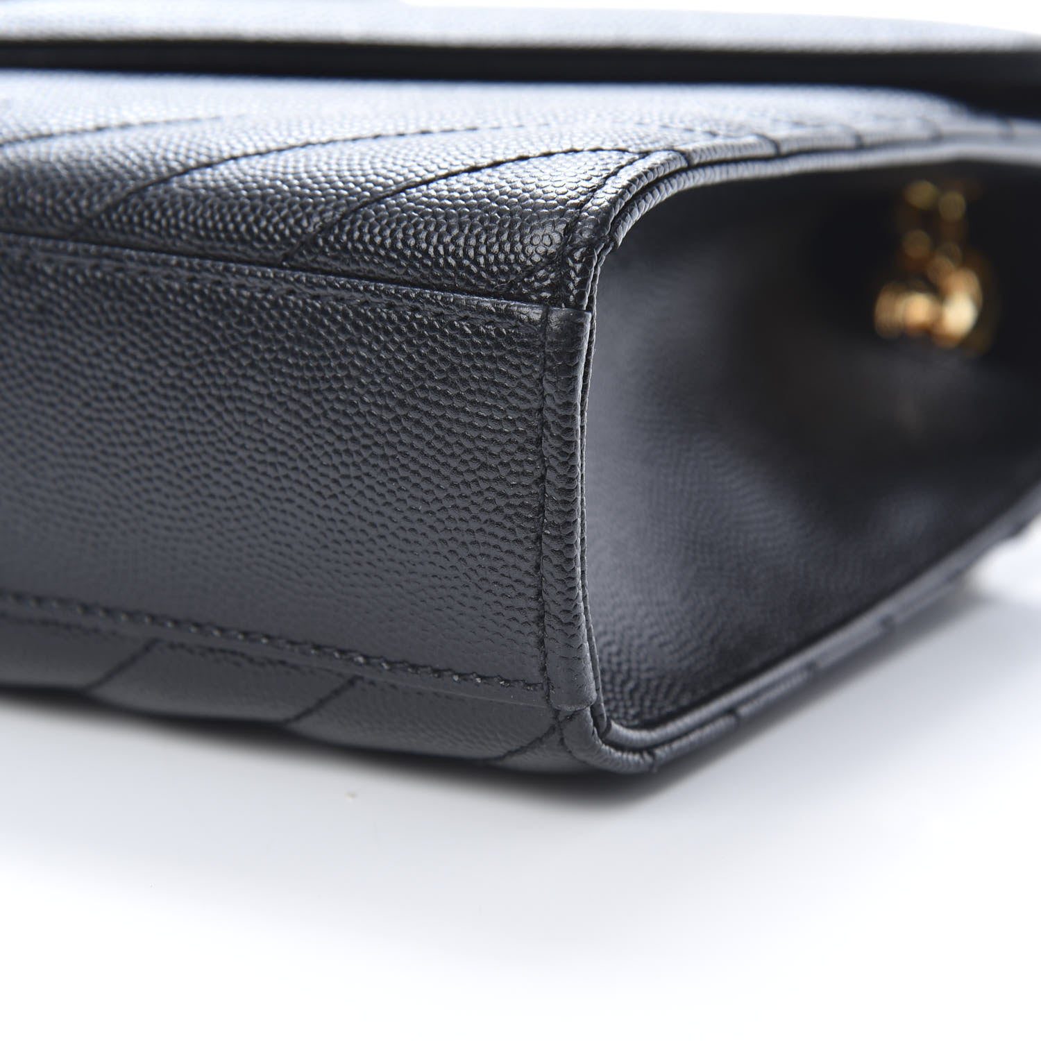 Saint Laurent Grain De Poudre Matelasse Chevron Medium Monogram Satchel Black 9 of 9