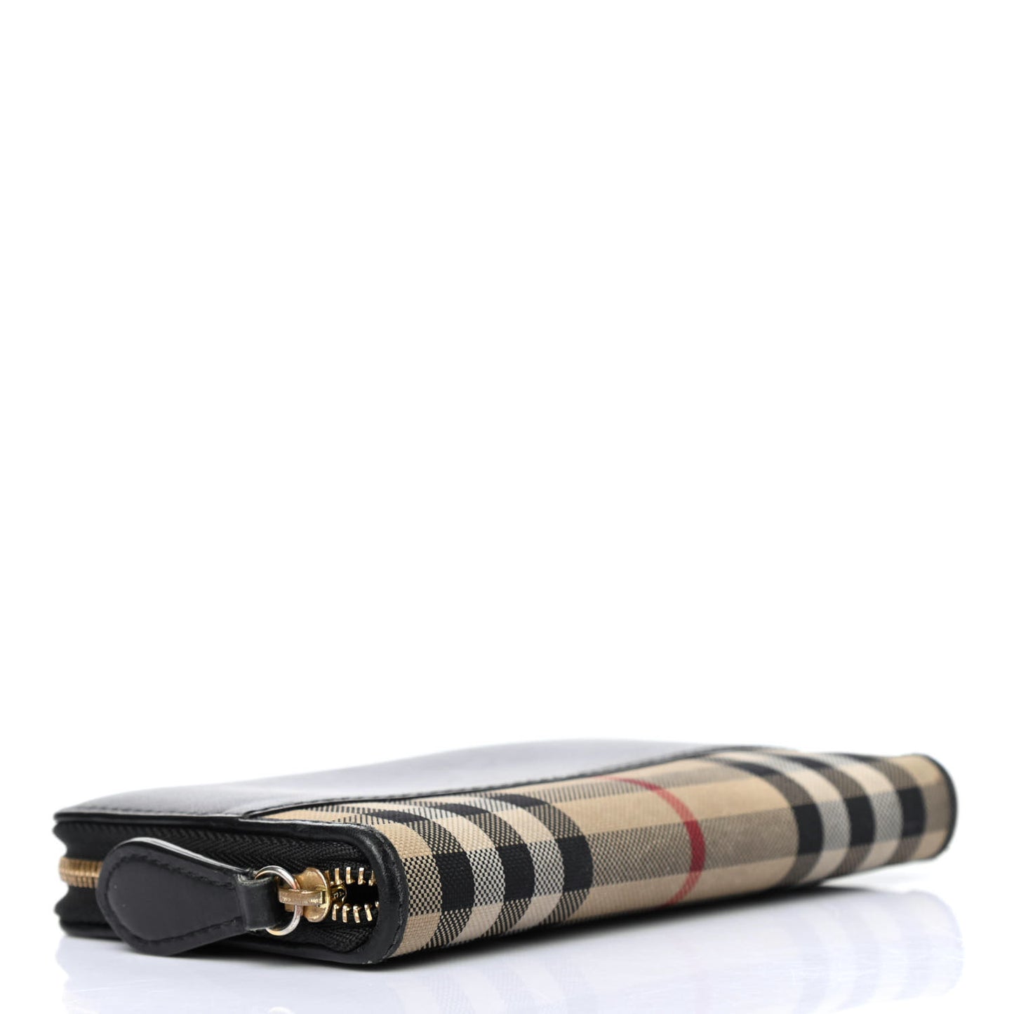 Calfskin Horseferry Check Medium Marston Zip Around Wallet Black
