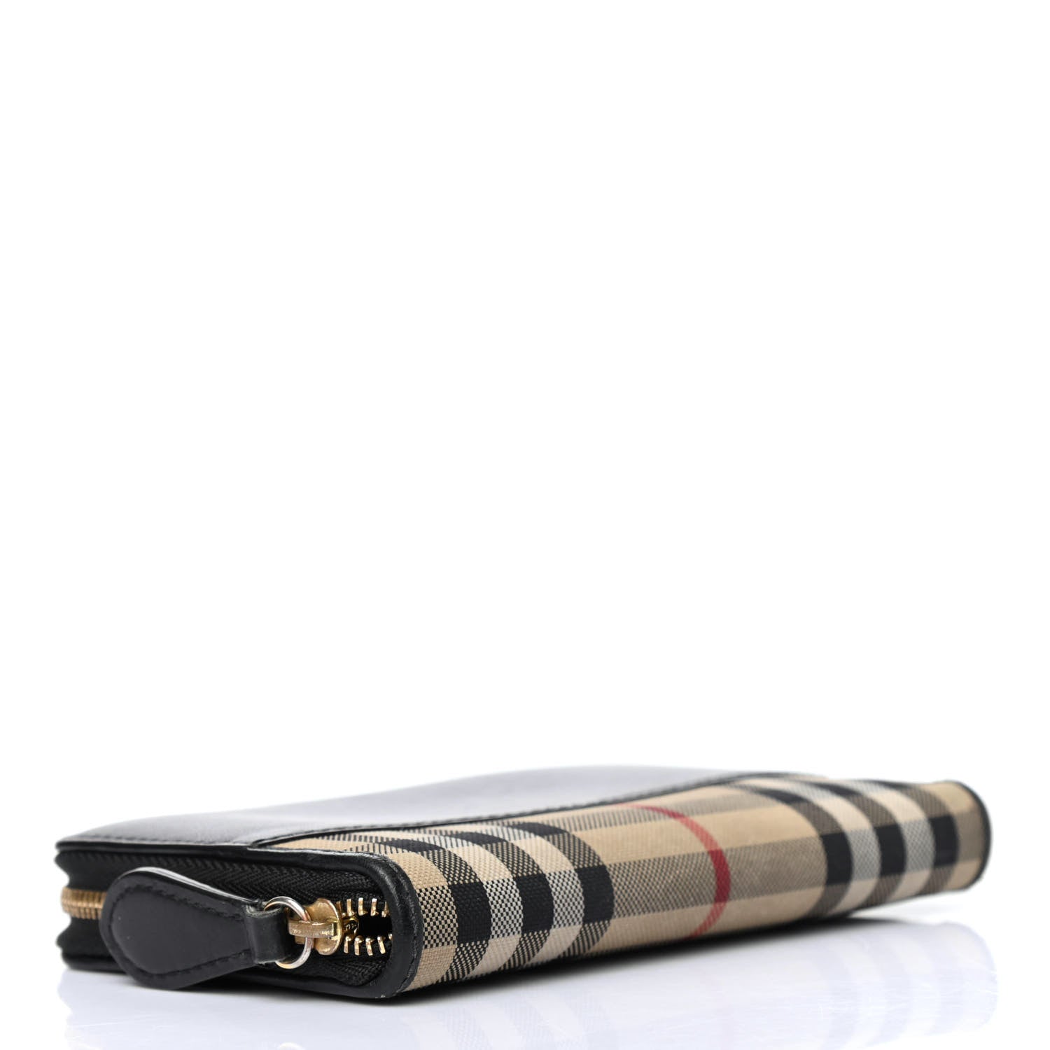 Burberry Calfskin Horseferry Check Medium Marston Zip Around Wallet Black 3 of 4
