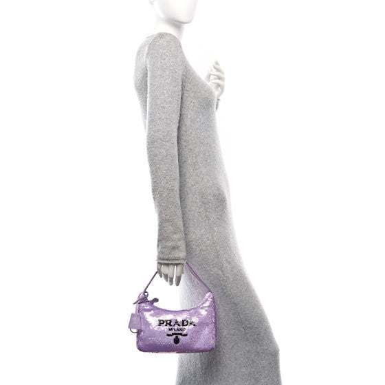 Paillettes Sequin Mini Re-Edition 2000 Bag Lilium Black